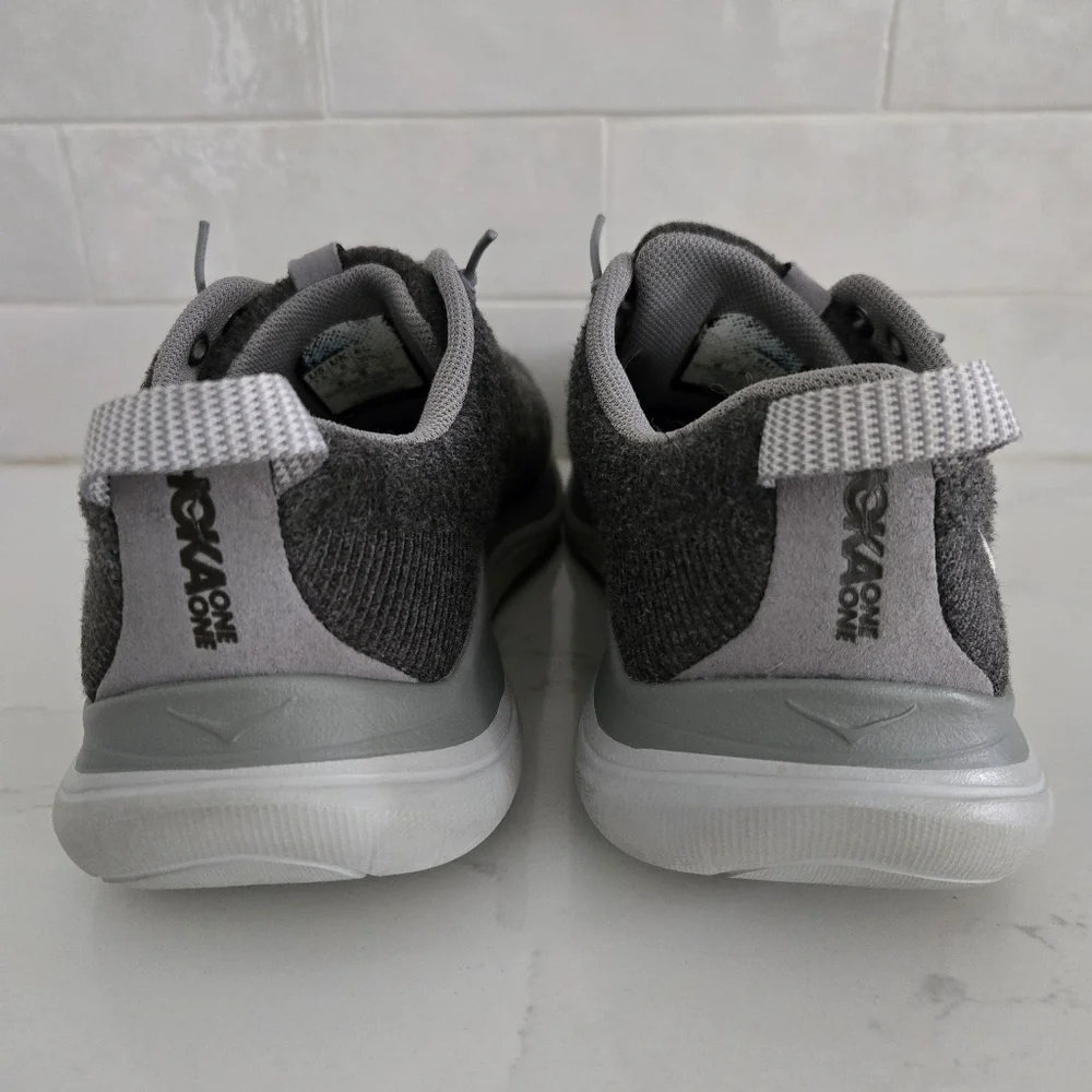 Hoka Hupana Flow Wool Athletic Casual Sneakers Walking Shoes Gray Speed Laces